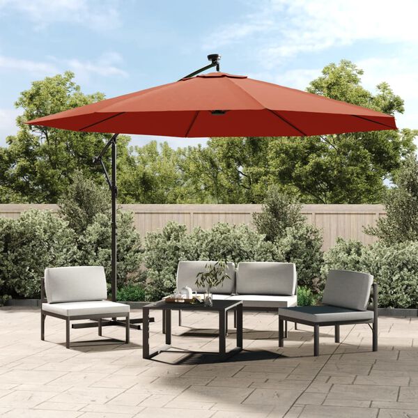 vidaXL Cantilever Garden Parasol Terracotta Polyester Large Tiltable