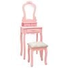 vidaXL Dressing Table Set with Stool Pink 19.7x23.2x53.5" Paulownia Wood