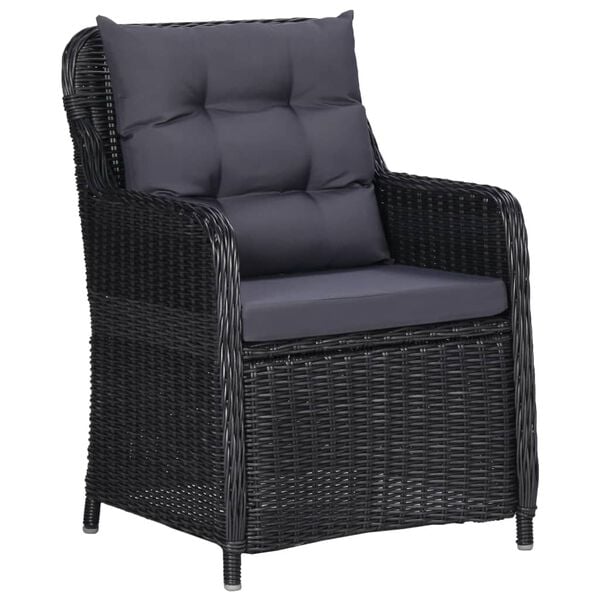 vidaXL Rattan Chair Set of 2 Black and Dark Grey
