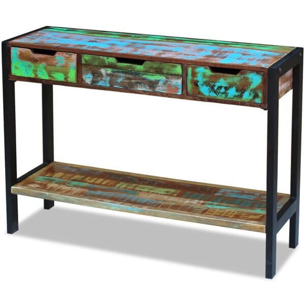 vidaXL Side Table Multicolor Solid reclaimed wood, Steel Medium