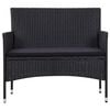 vidaXL Sofa Set Black PE (polyethylene) rattan Medium Removable Covers