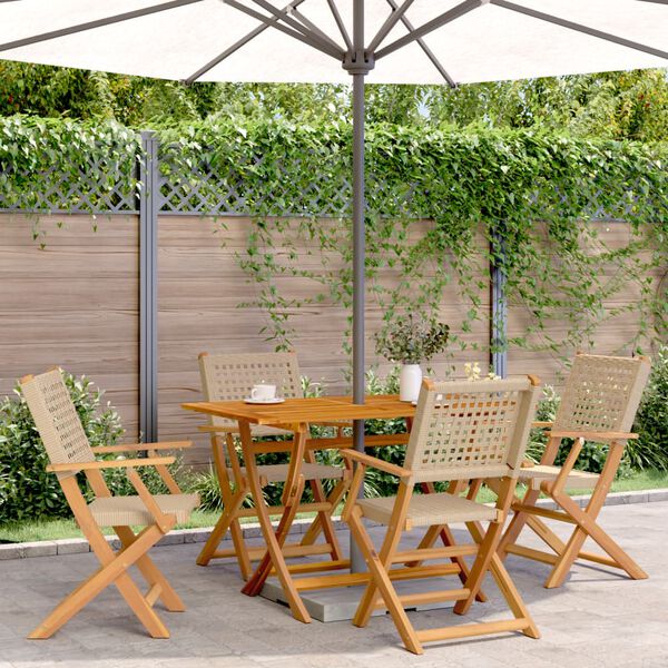 vidaXL Garden Dining Set Beige Solid acacia wood, PE rattan Medium