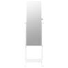 vidaXL Mirror Jewelry Cabinet White Engineered wood, glass, fabric