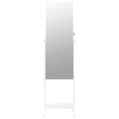 vidaXL Mirror Jewellery Cabinet Free Standing White 16.5"x15"x59.8"