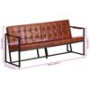 vidaXL Sofa Brown Goat Leather, Powder-Coated Steel 3-seater Industrial