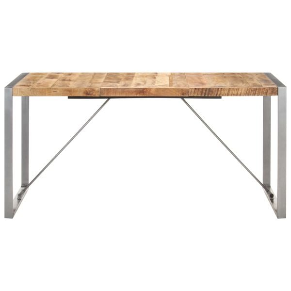 vidaXL Dining Table Brown Solid Mango Wood, Steel Large Durable