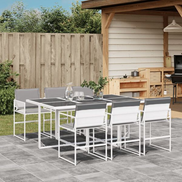 vidaXL Garden Dining Set White Textilene fabric Large Foldable