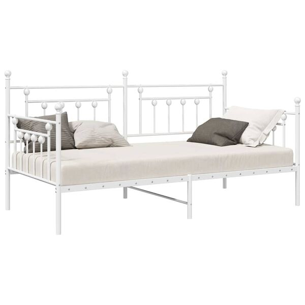 vidaXL Daybed Frame with Headboard White Twin Steel