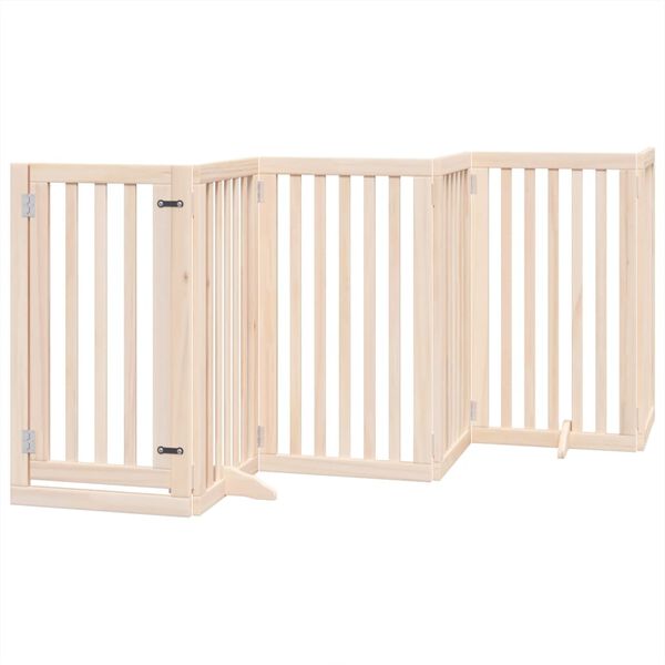 vidaXL Dog Gate Set of 6 Natural wood Poplar wood