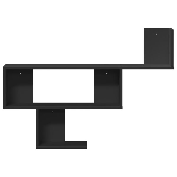 vidaXL Wall Shelf Black Engineered Wood 39.4 in wide, spacious