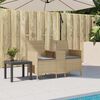 vidaXL Patio Sofa 2-Seater with Table and Cushions Beige Poly Rattan