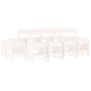 vidaXL Garden Dining Set White Solid pine wood Durable Garden Dining Set
