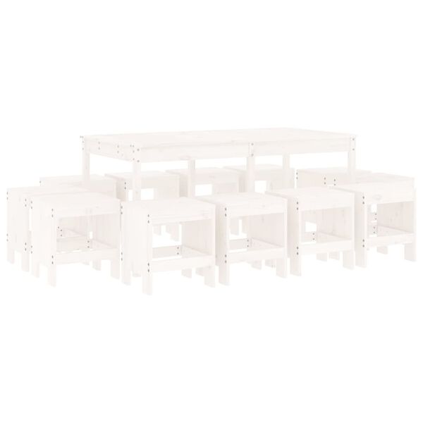 vidaXL Garden Dining Set White Solid pine wood Durable Garden Dining Set