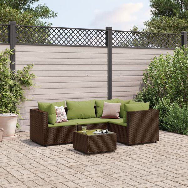 vidaXL Patio Lounge Set Brown PE rattan Adjustable Feet Patio Lounge Set