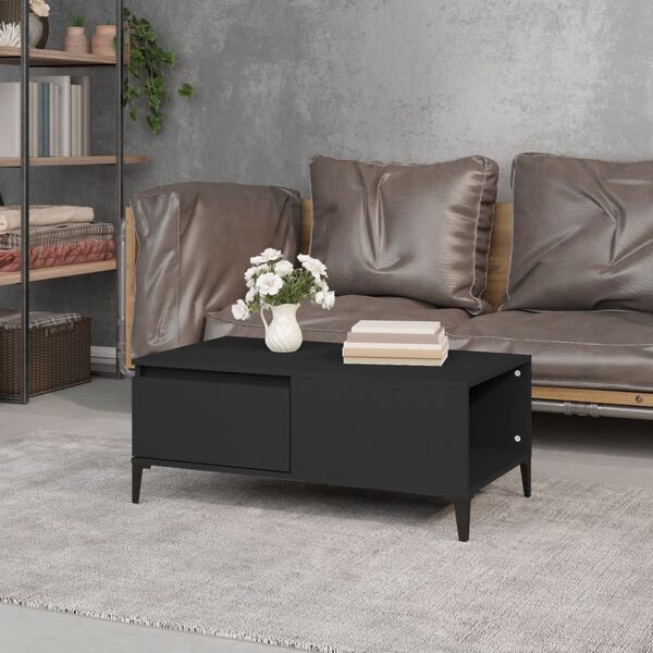 vidaXL Coffee Table Black 35.4x19.7x14.4" Engineered Wood