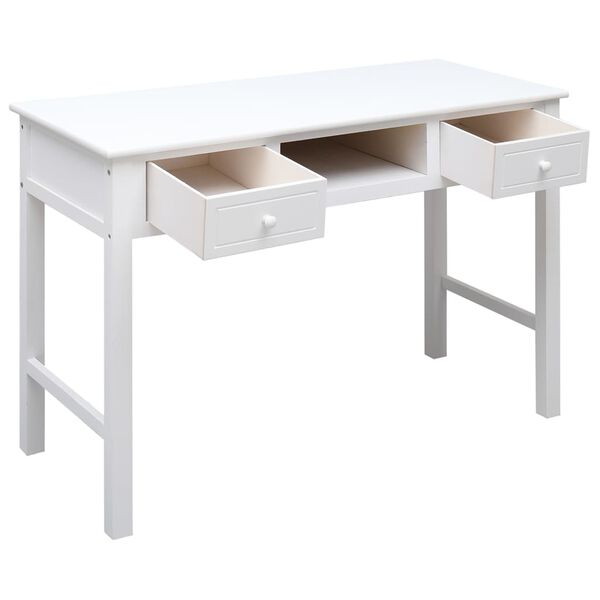 vidaXL Desk White Solid Paulownia wood, plywood Medium Desk