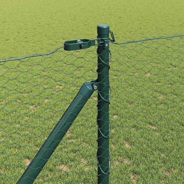 vidaXL Fence with Posts Green 1.4 x 100 m PVC-coated steel