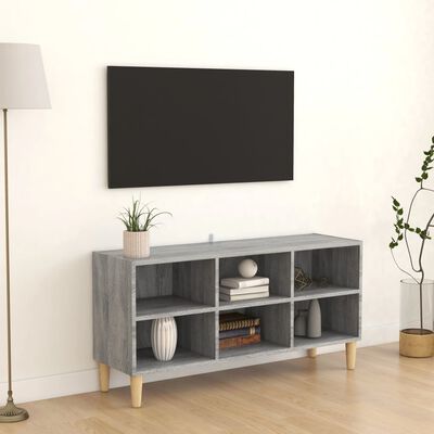 vidaXL TV Cabinet with Solid Wood Legs Gray Sonoma 40.7"x11.8"x19.7"