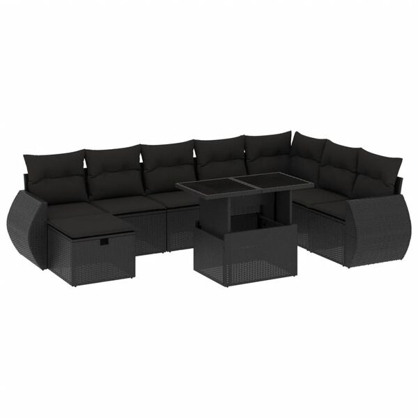 vidaXL Garden Sofa Set Black