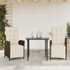 vidaXL Garden Dining Set Brown PE rattan Large Adjustable Armrests