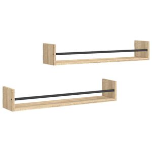 vidaXL Wall Shelf Set of 2 Sonoma oak Engineered wood, steel