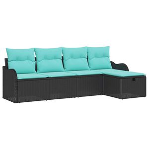 vidaXL Garden Sofa Set with Cushion with Storage 5 pcs Poly rattan