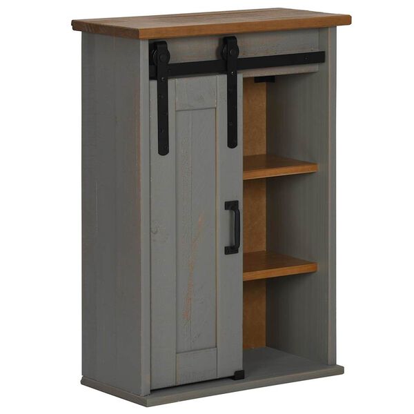 vidaXL Hanging Cabinet Grey Solid pine wood, metal 19.3x8.9x27.6 in