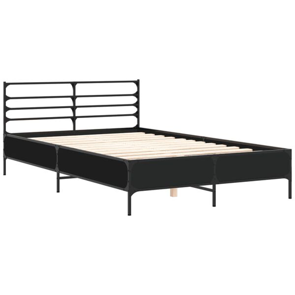 vidaXL Bed Frame Black Engineered wood and metal Full Durable