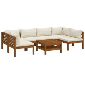 vidaXL Garden Lounge Set Cream Solid acacia wood Large Modular