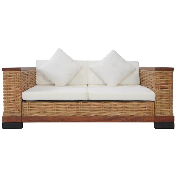 vidaXL Sofa Set Brown Natural rattan Large Removable Covers Sofa Set