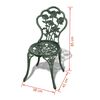 vidaXL Bistro Table And Chair Green Cast Aluminum Decorative Inlays