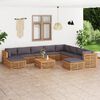 vidaXL 11 Piece Patio Lounge Set with Dark Gray Cushion Solid Teak Wood