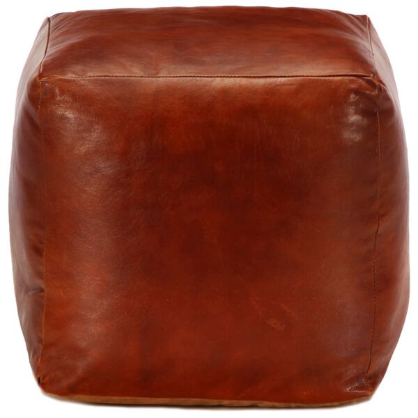 vidaXL Pouffe Tan Genuine goat leather 15.7x15.7x15.7 in Pouffe Cubic