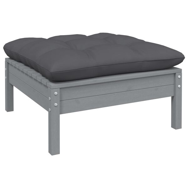 vidaXL Garden Lounge Set Gray Solid pinewood, fabric (100% polyester)