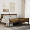 vidaXL Bed Frame Smoked Oak Steel, Engineered Wood 63x79 in Bed Frame