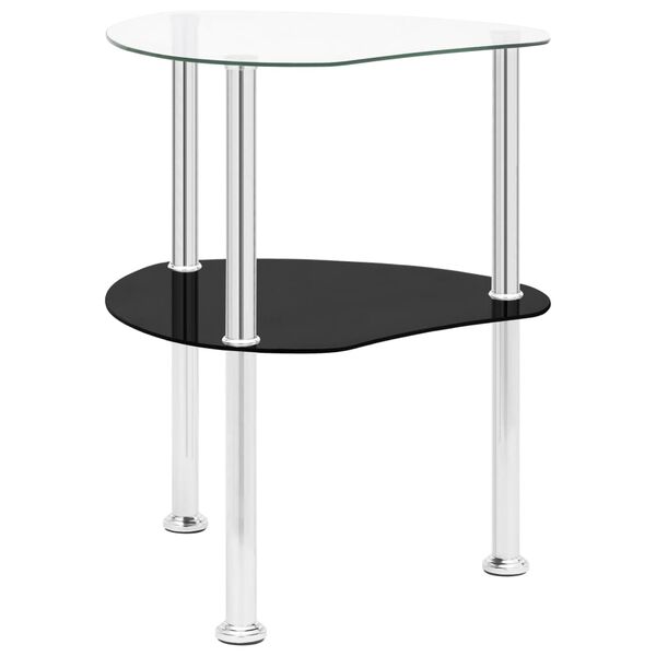 vidaXL Side Table Transparent and black Tempered glass