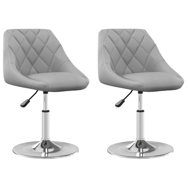 vidaXL Swivel Dining Chair Set of 2 Light Grey Velvet Adjustable