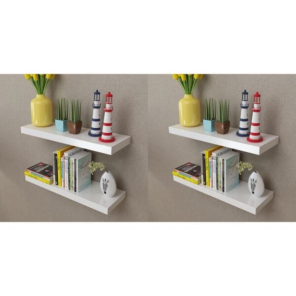 vidaXL Wall Rack Set of 4 White MDF with matte finish 23.6 in