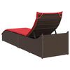 vidaXL Folding Sun Lounger with Cushion and Storage Brown Poly Rattan