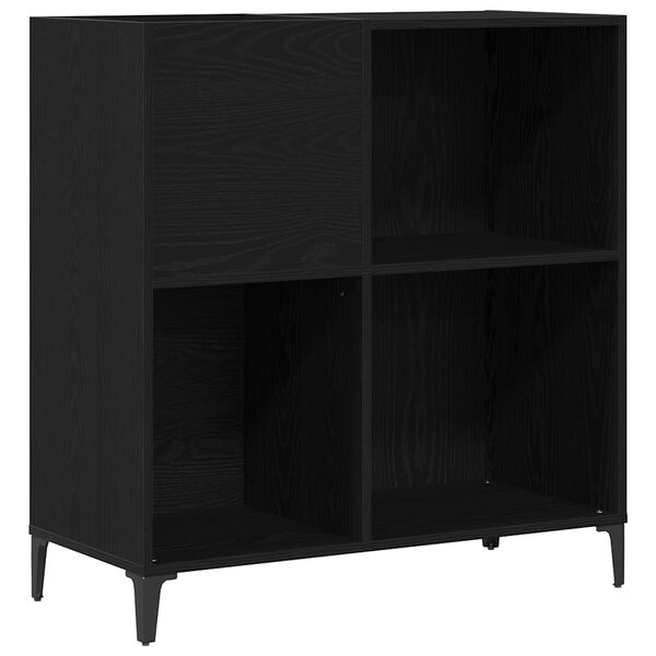 vidaXL Record Cabinet with Shelf Black Oak 33.27 x 14.96 x 35.04 in