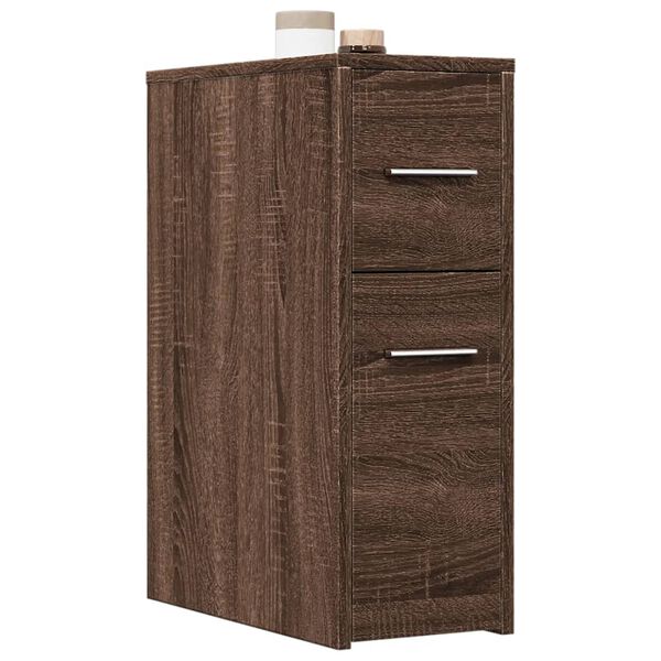 vidaXL Narrow Bathroom Cupboard Brown Oak Engineered Wood Narrow