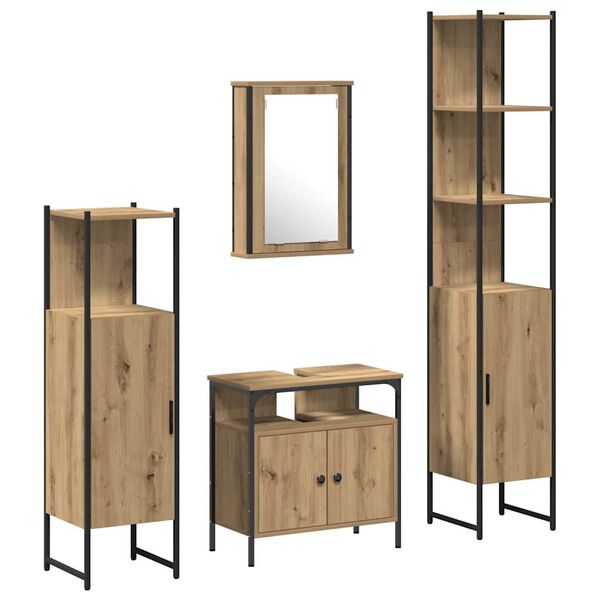 vidaXL Bathroom Furniture Set 4 pcs artisan oak Engineered wood