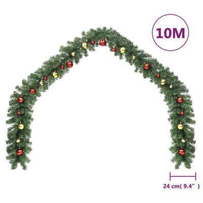 vidaXL Christmas Garland Decorated with Baubles 32.8'