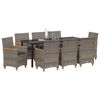vidaXL Garden Dining Set 9 pcs Grey Poly Rattan