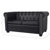 vidaXL Sofa Black Faux leather, MDF, plywood, wooden frame 2-seater
