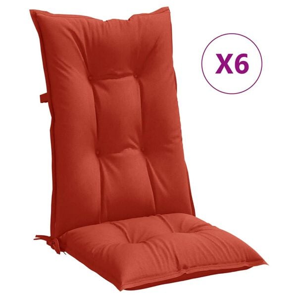vidaXL Highback Chair Cushion Set of 6 Melange red 100% Polyester