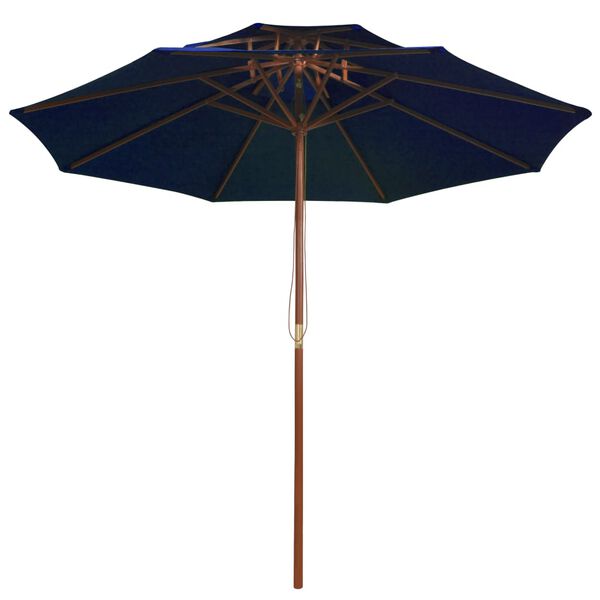vidaXL Garden Parasol Blue Polyester Fabric, Laminated Bamboo, Hardwood