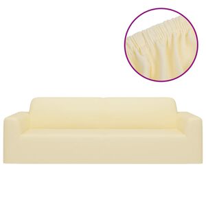 vidaXL Couch Slipcover Cream Polyester jersey Fits 3-seater sofas