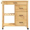 vidaXL Kitchen Trolley MONZA 33.1"x15.7"x34.8" Solid Wood Pine