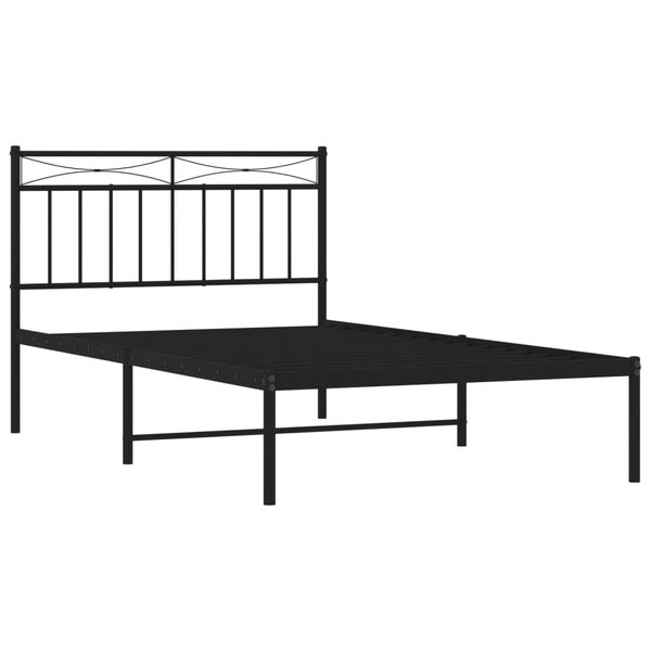 vidaXL Bed Frame Black Powder-Coated Steel Twin Modern Bed Frame